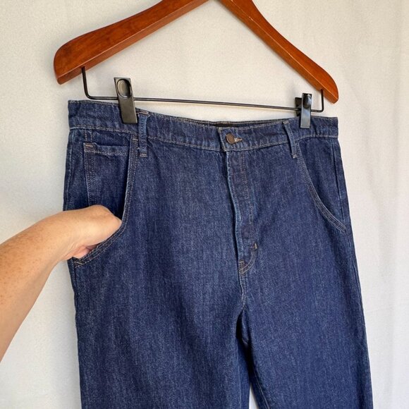 Banana Republic Premium Denim High Rise Relaxed Tapered Dark Blue Jeans Size 31 - Picture 5 of 16